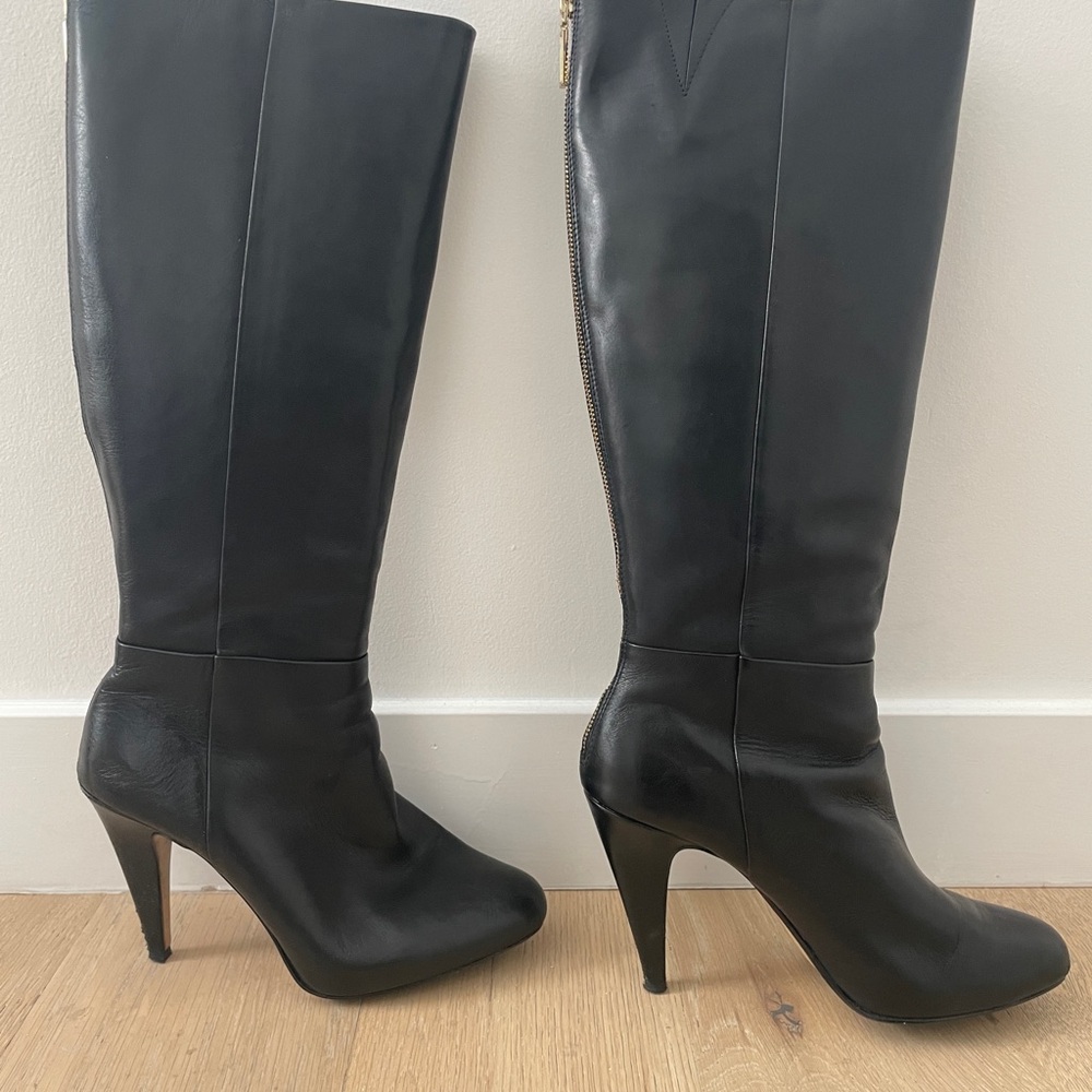 Knee High Black Leather Boots
